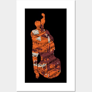 Double Bass Musician With Musical Theme Posters and Art